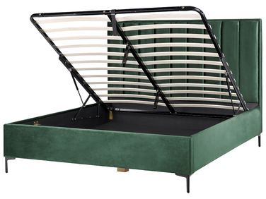 Lit ottoman Velours SEZANNE 180 x 200 cm Vert foncé