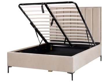 Lit ottoman Velours SEZANNE 140 x 200 cm Taupe