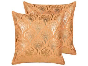 Lot de 2 coussins décoratifs HOYA Coton 45 x 45 cm Orange Motif géométrique