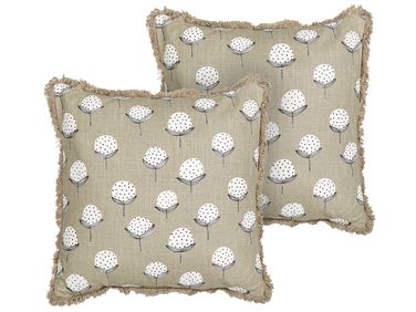 Lot de 2 coussins décoratifs PSILOTALES Coton 45 x 45 cm Beige Motif floral
