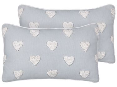 Set of 2 Decorative Cushions GAZANIA Cotton 30 x 50 cm Light Grey