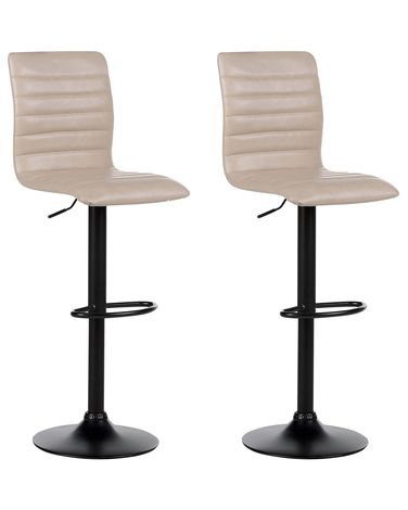 Lot de 2 chaises de bar LUCERNE Cuir PU Beige clair