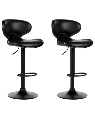 Lot de 2 chaises de bar CONWAY Cuir PU Noir