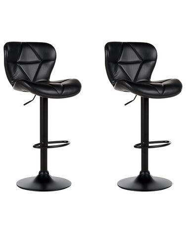 Lot de 2 chaises de bar VALETTA Cuir PU Noir