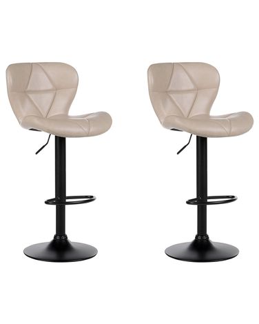 Lot de 2 chaises de bar VALETTA Cuir PU Beige clair