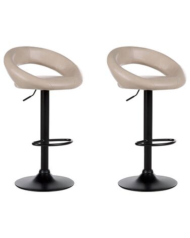 Lot de 2 chaises de bar PEORIA Cuir PU Beige clair