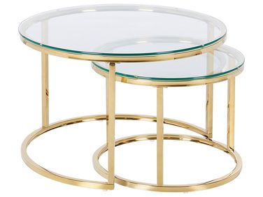Set van 2 salontafels GRANGE Veiligheidsglas Goud