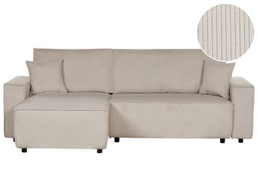 Corner Sofa Bed 3 Seater ABACKA Corduroy Beige Right Hand