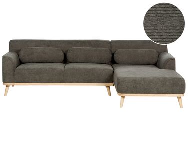 Corner Sofa 3 Seater SIMOS Corduroy Dark Green Left Hand