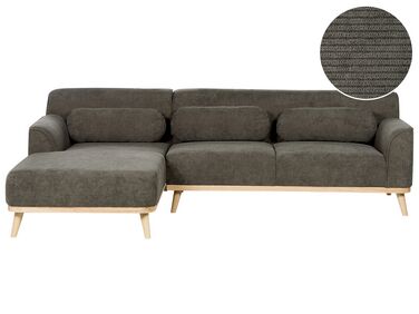 Corner Sofa 3 Seater SIMOS Corduroy Dark Green Right Hand