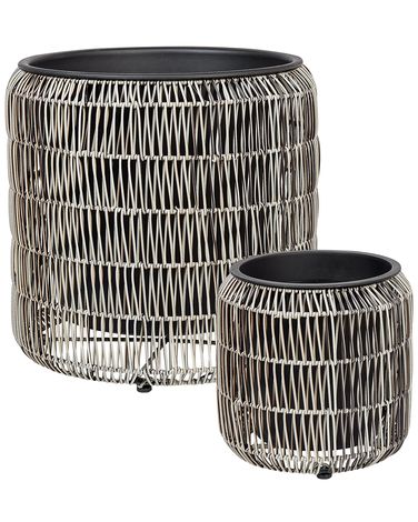 Lot de 2 pots de fleurs BRODIEA Polyrotin 26/45 cm Marron clair
