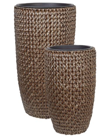 Lot de 2 pots de fleurs CEDRUS Polyrotin 37/45 cm Marron