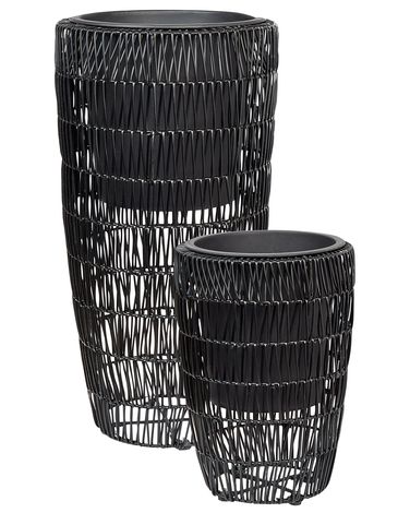 Lot de 2 pots de fleurs CHELONE Polyrotin 26/34 cm Noir