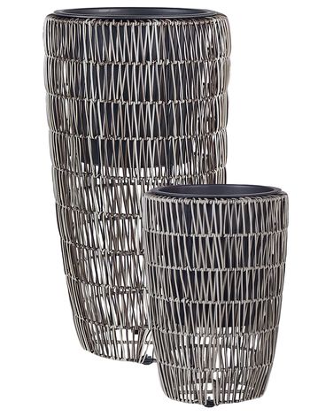 Lot de 2 pots de fleurs CHELONE Polyrotin 26/34 cm Marron