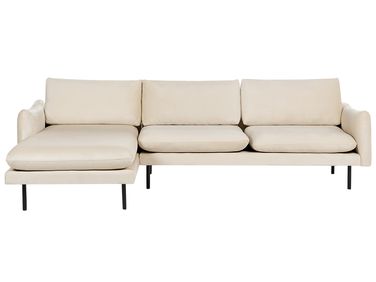 Corner Sofa 4 Seater VINTERBRO Velvet Light Beige Right Hand