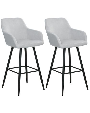 Lot de 2 chaises de bar CASMALIA Velours Gris clair