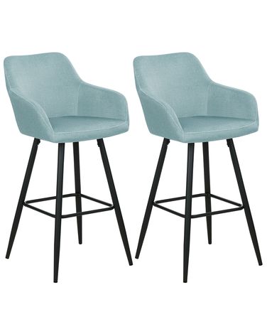 Lot de 2 chaises de bar CASMALIA Velours Bleu clair