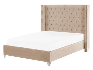 Lit avec sommier Velours LUBBON 140 x 200 cm Beige