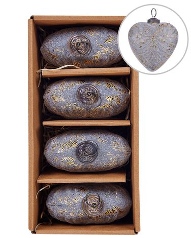 Set van 4 kerstballen FERIABLE Glas Grijs