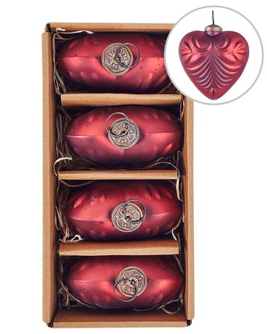 Set van 4 kerstballen FERIABLE Glas Rood