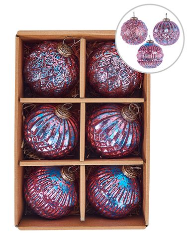 Set van 6 kerstballen ASTRAL Glas Roze