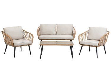 Loungeset met tafel 4-zits CORINTH II PE rotan Natuurlijk