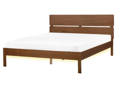 Lit avec LED Bois BOISSET 160 x 200 cm Marron foncé