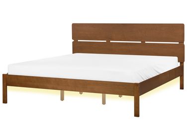 Lit avec LED Bois BOISSET 180 x 200 cm Marron foncé