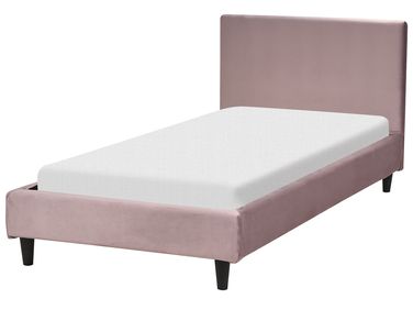 Lit avec sommier Velours FITOU 90 x 200 cm Rose