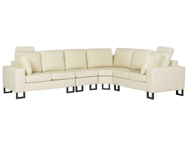 Corner Sofa 6 Seater STOCKHOLM Leather Light Beige Left Hand