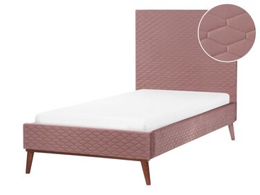 Lit avec sommier Velours BAYONNE 90 x 200 cm Rose