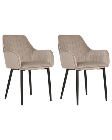 Lot de 2 chaises de salle à manger WELLSTON Velours Taupe