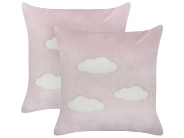 Lot de 2 coussins décoratifs IPOMEA Velours 45 x 45 cm Rose