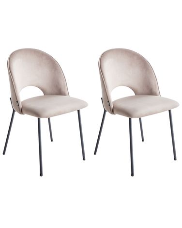 Lot de 2 chaises de salle à manger COVELO Velours Taupe