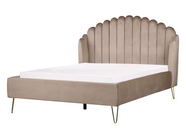 Lit avec sommier Velours AMBILLOU 140 x 200 cm Taupe