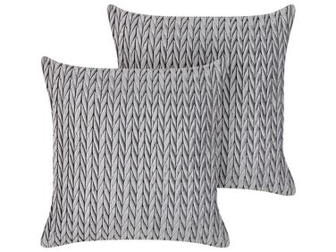 Set of 2 Decorative Cushions ECLIPTA 45 x 45 cm Grey Solid