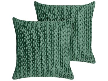Set of 2 Decorative Cushions ECLIPTA 45 x 45 cm Green Solid