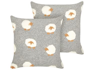 Set of 2 Decorative Cushions EINADIA 45 x 45 cm Grey