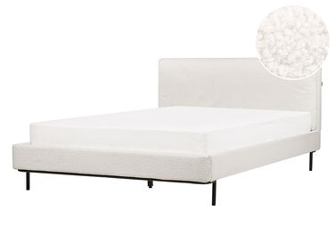 Lit avec sommier Bouclé CORIO 140 x 200 cm Blanc cassé