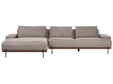 Corner Sofa 4 Seater MARIFERD Fabric Light Brown Right Hand