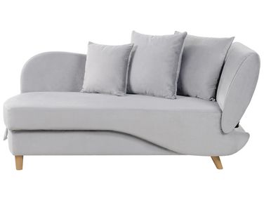Right-Hand Chaise Longue MERI Velvet Light Grey with Storage