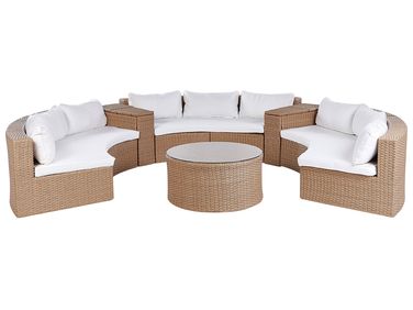 Loungeset met tafel 9-zits SEVERO PE rotan Zandbeige