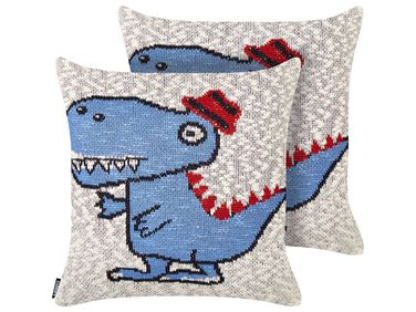 Set of 2 Decorative Cushions GAMBIR Cotton 45 x 45 cm Blue