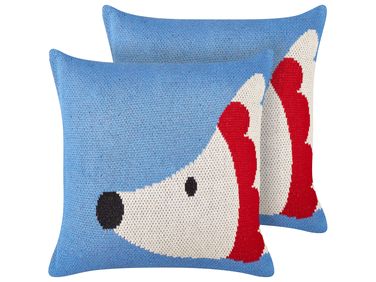 Lot de 2 coussins décoratifs PASHOT Coton 45 x 45 cm Bleu