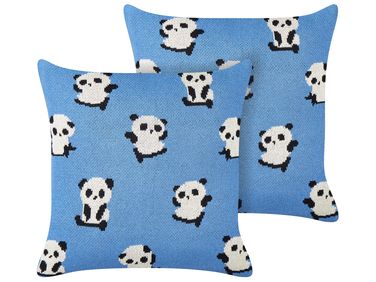 Lot de 2 coussins décoratifs TALOKAN Coton 45 x 45 cm Bleu