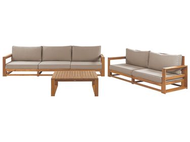 Loungeset met tafel 5-zits TIMOR modulair Gecertificeerd acaciahout Lichtbruin