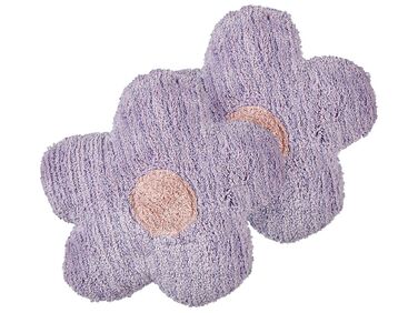 Set of 2 Decorative Cushions SORREL Cotton 30 x 30 cm Violet Flower