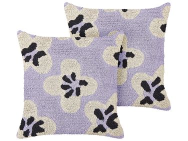 Set of 2 Decorative Cushions SOAPWORT Cotton 45 x 45 cm Purple