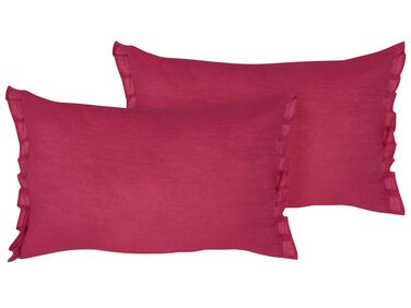 Lot de 2 coussins décoratifs SASSAFRAS Lin 30 x 45 cm Rouge Bordeaux Unicolore
