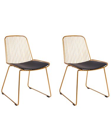 Lot de 2 chaises de salle à manger PENSACOLA Métal Doré